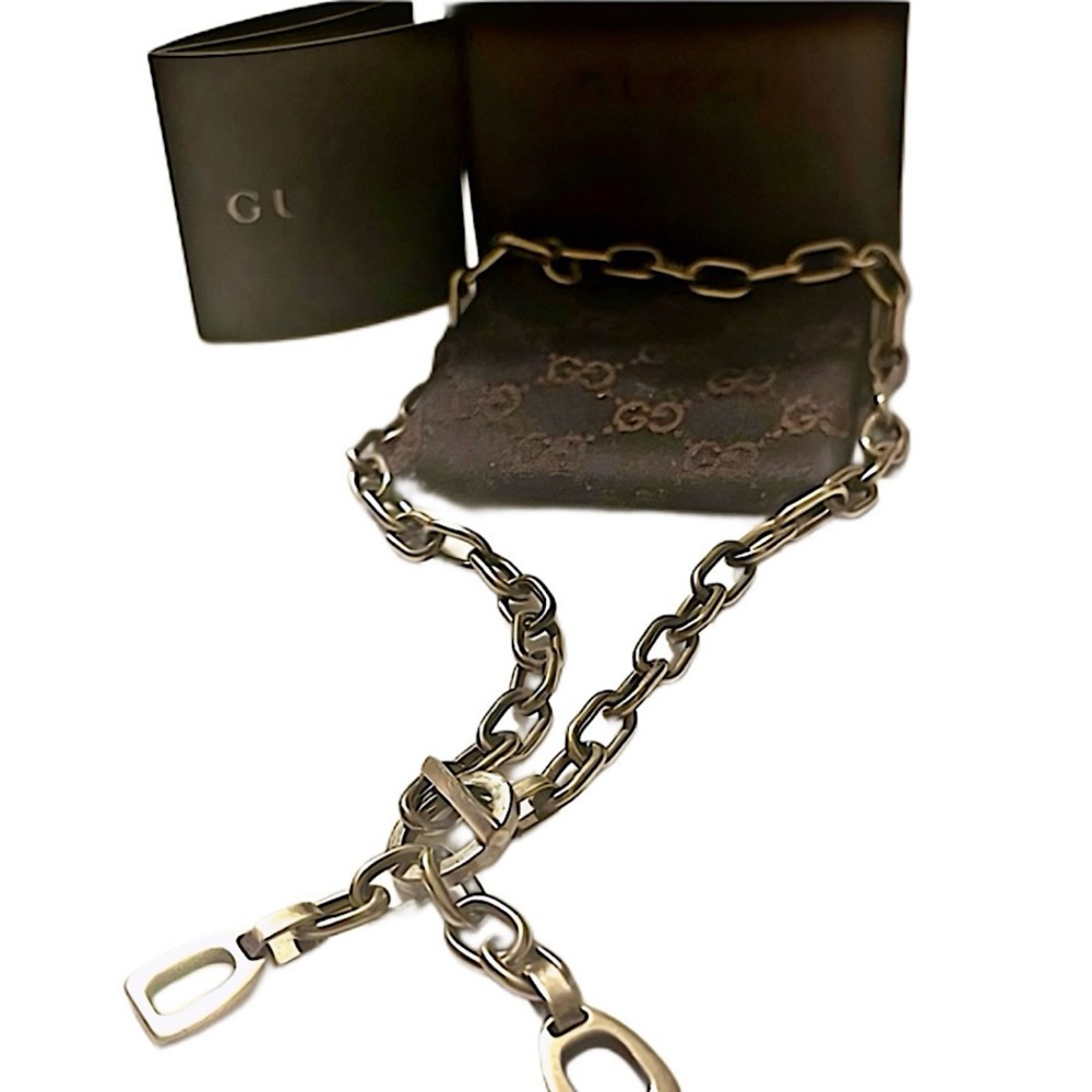 Authentic Gucci Rare Tom Ford Sterling Silver Ellipse Chain Toggle Necklace